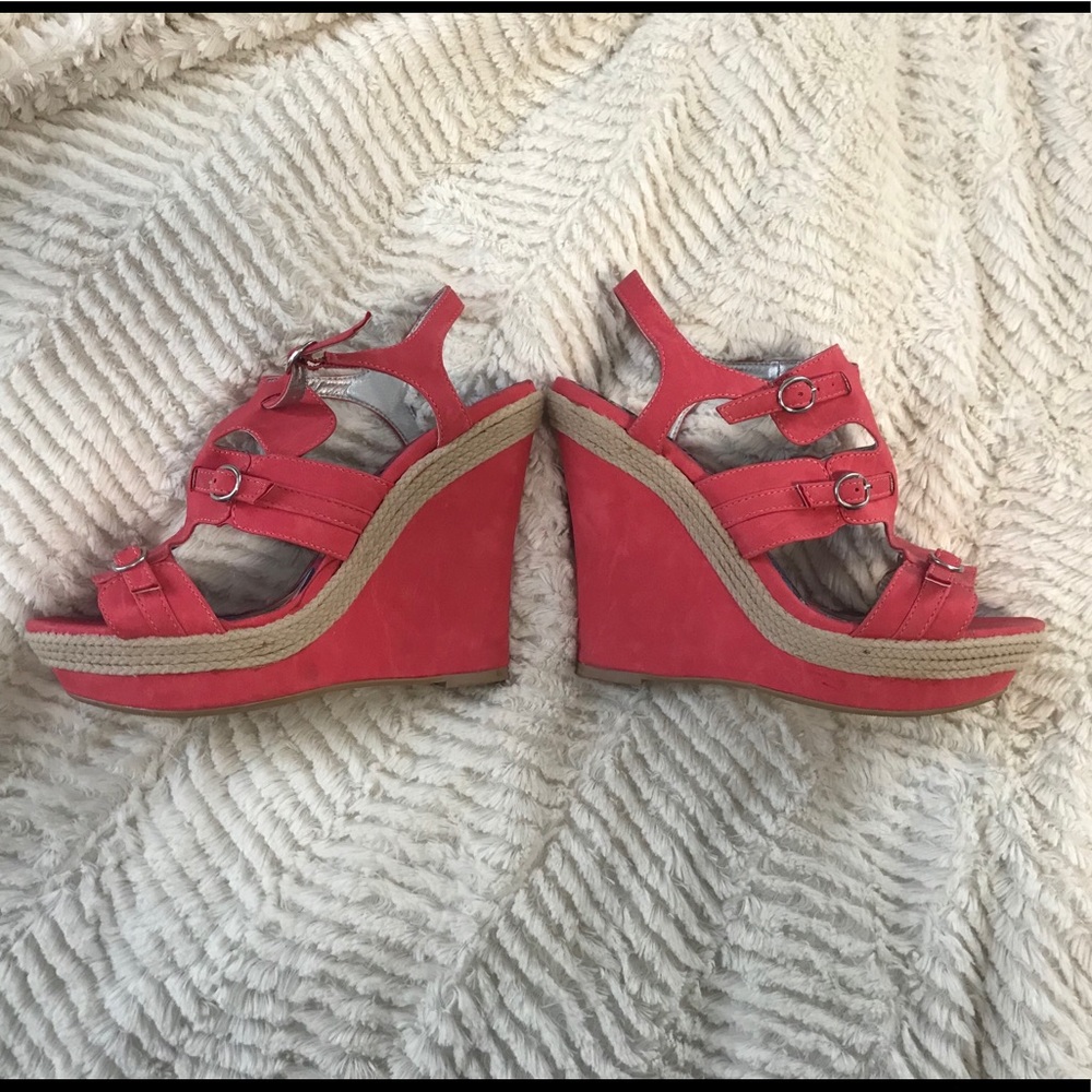 Pink wedge heels, sz 8.5, 5” heel
